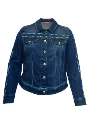 Marina Rinaldi Women's Blue Captare Button Closure Denim Jacket NWT