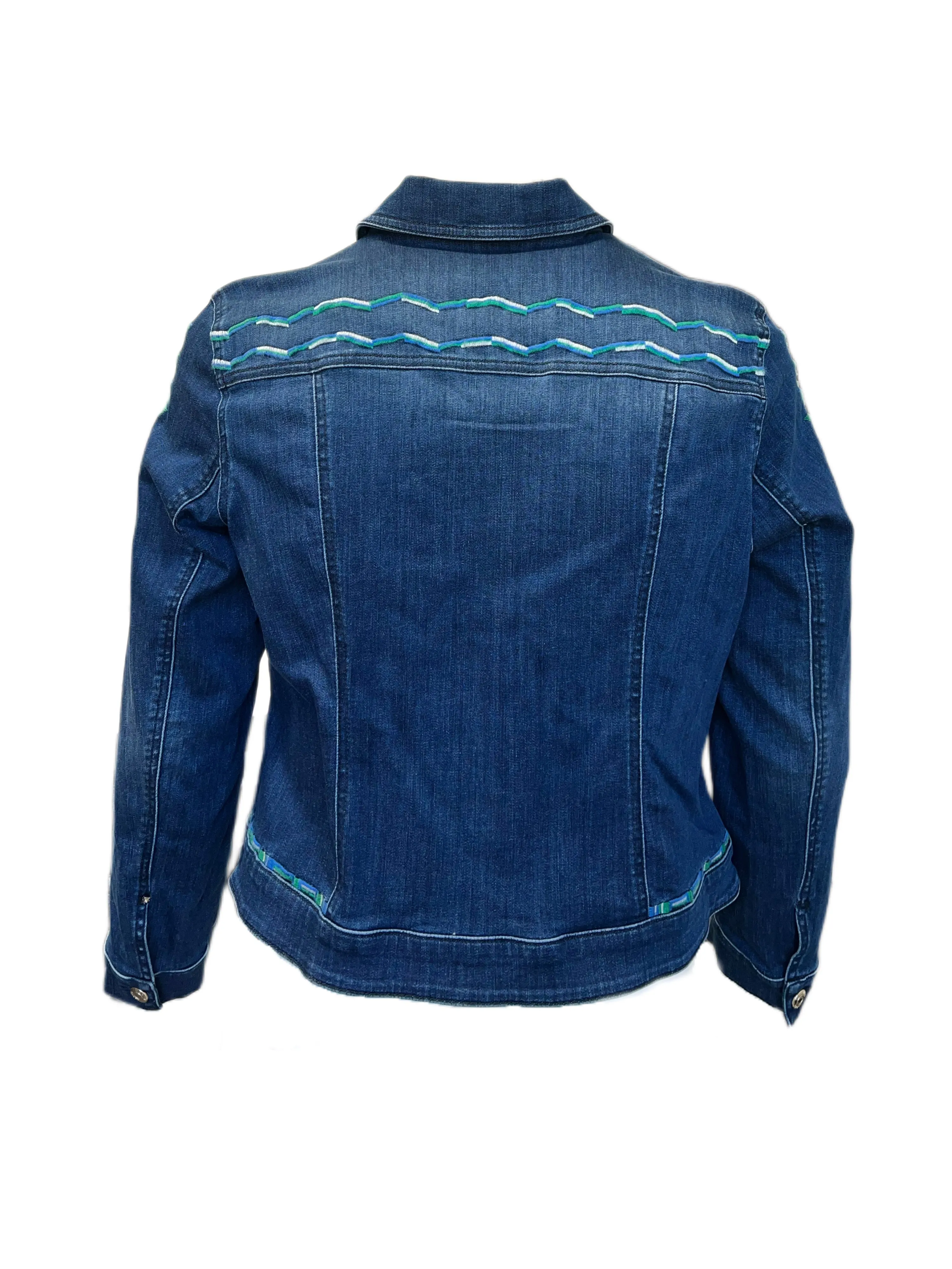 Marina Rinaldi Women's Blue Captare Button Closure Denim Jacket NWT