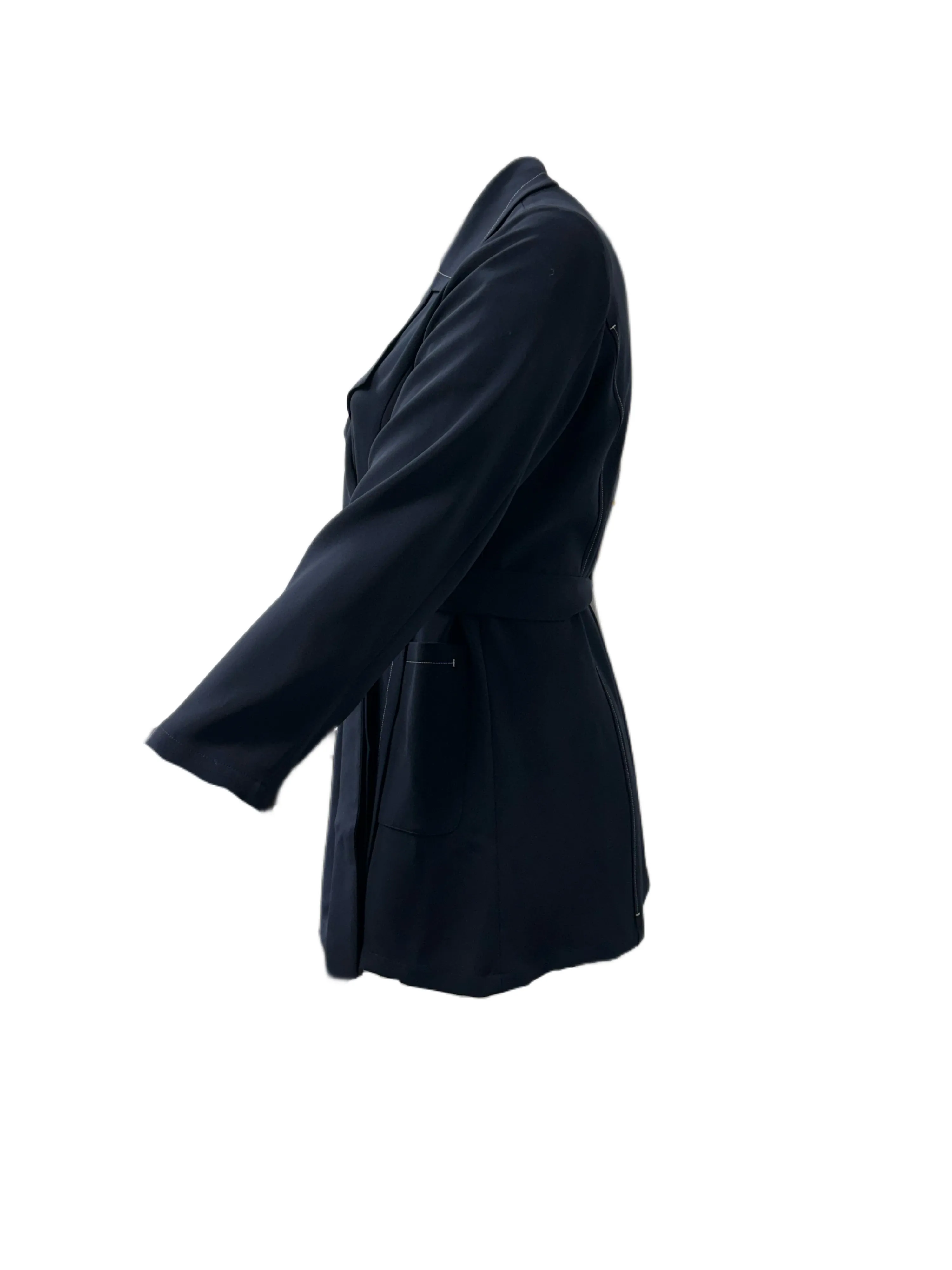 Marina Rinaldi Women's Blue Carta Belted Open Front Jacket NWT