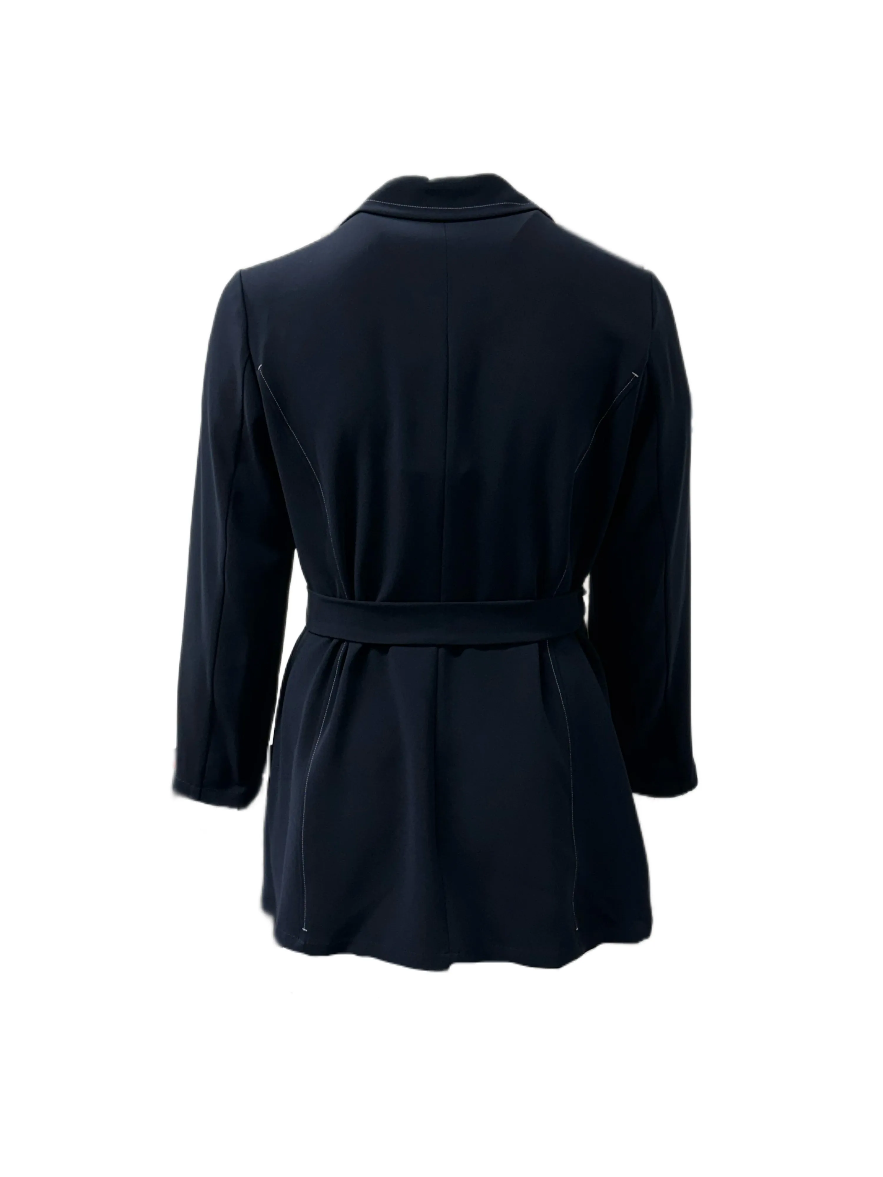 Marina Rinaldi Women's Blue Carta Belted Open Front Jacket NWT