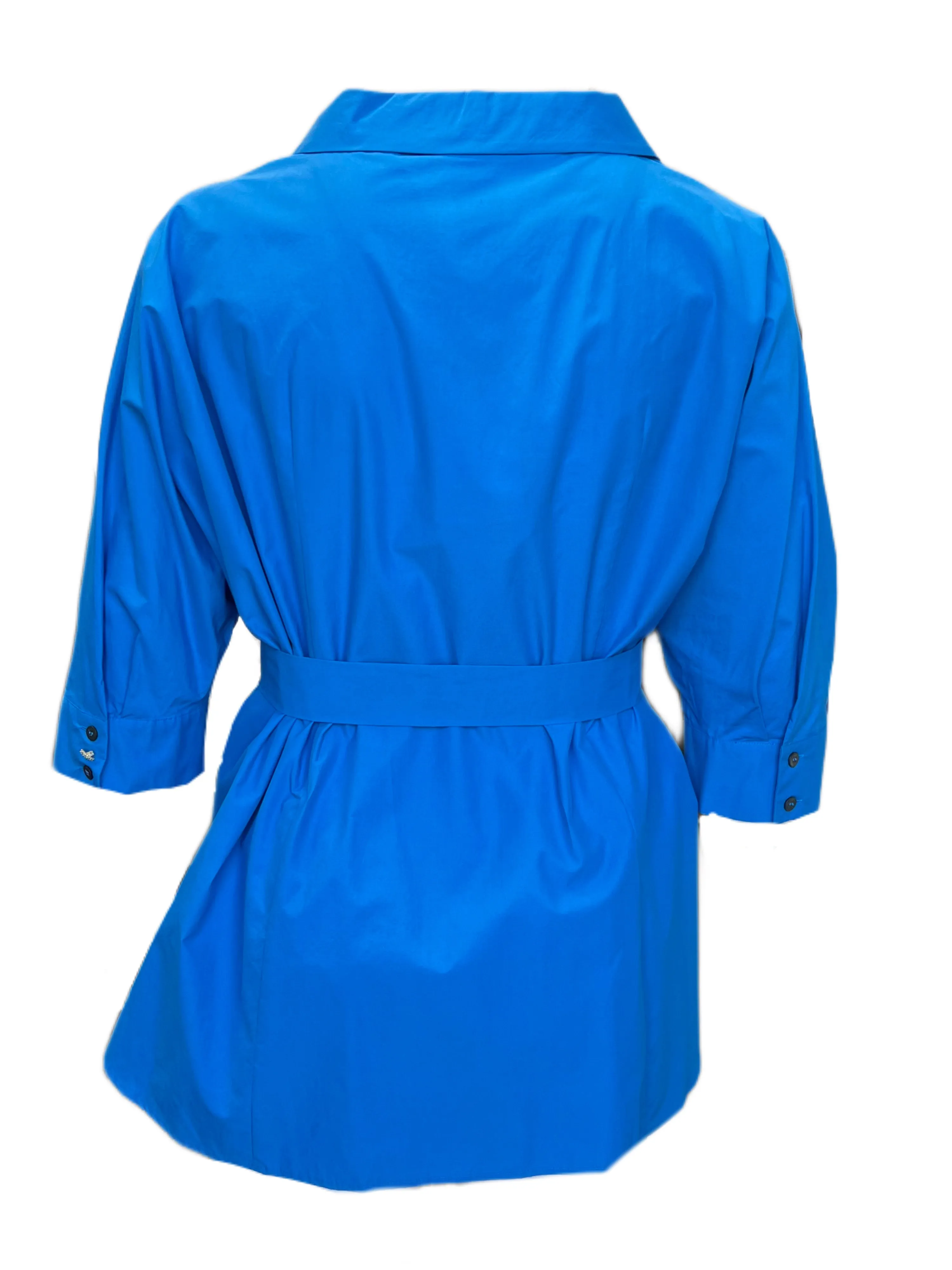 Marina Rinaldi Women's Blue Fenicia Belted Jacket NWT