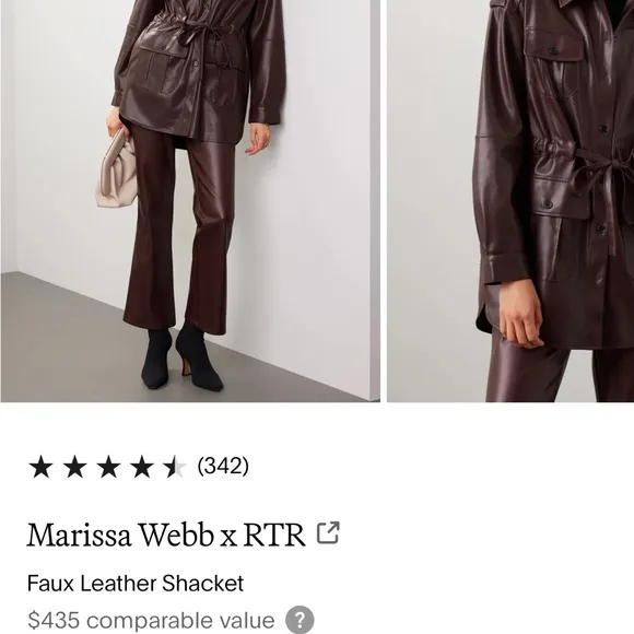 MARISSA WEBB $425 pleather trench coat jacket shacket in burgundy / brown small