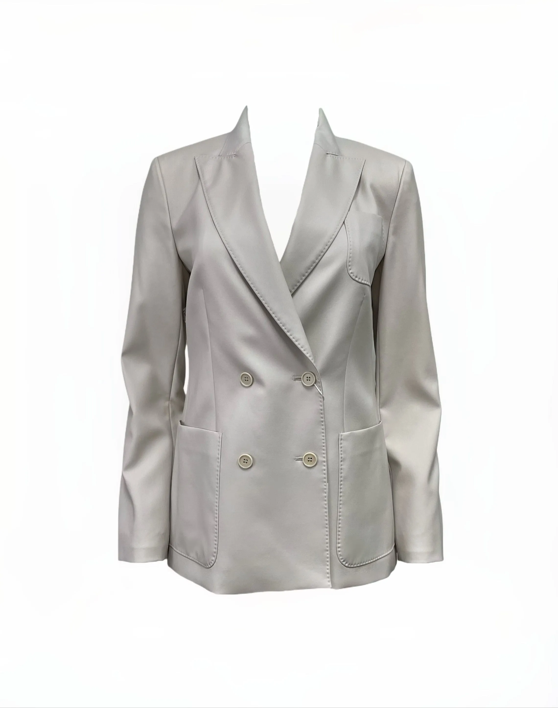 Max Mara Women's Pearl Grey Arpa Classic Wool Jacket NWT
