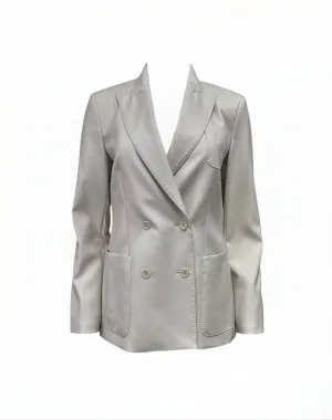 Max Mara Women's Pearl Grey Arpa Classic Wool Jacket NWT