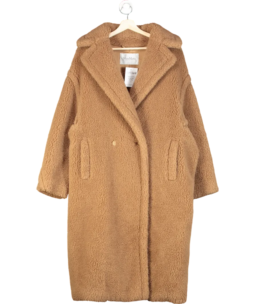 MaxMara Beige Teddy Bear Iconic Oversized Camel Hair And Silk-blend Coat UK M