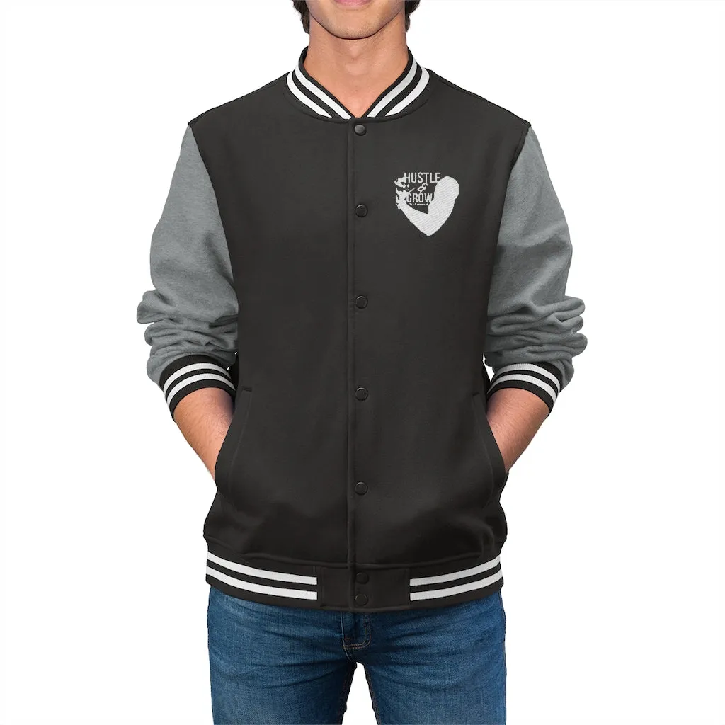 Men's Hustle & Grow Varsity Jacket (Black)