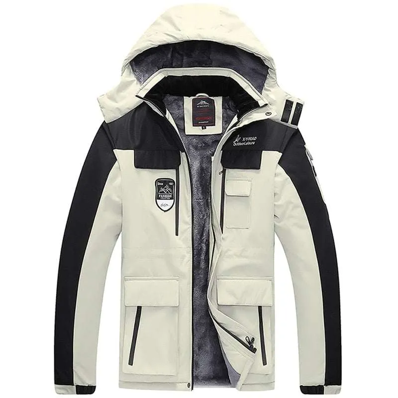 Men's Waterproof Jacket Thick Warm Winter Fleece Jacket Large Size