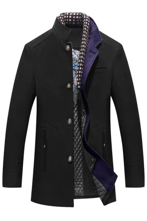 Men's woolen coat, thickened scarf collar coat