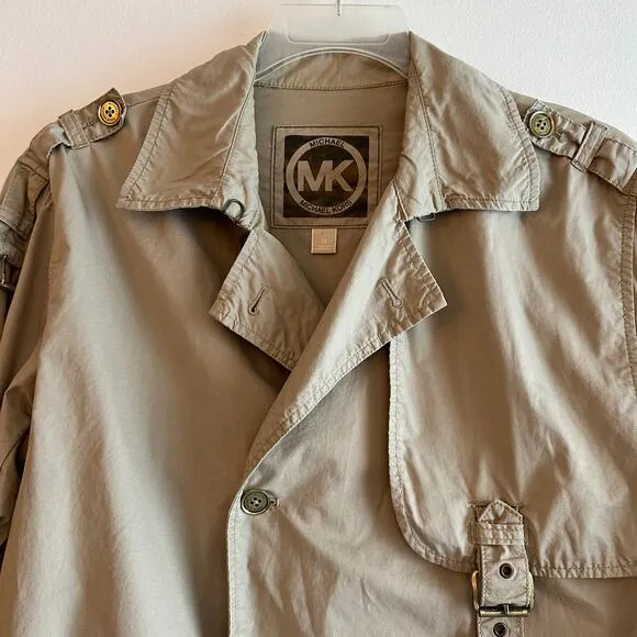 Michael Kors Cropped Trench Coat Classic Utility Preppy Light Academia Sz M