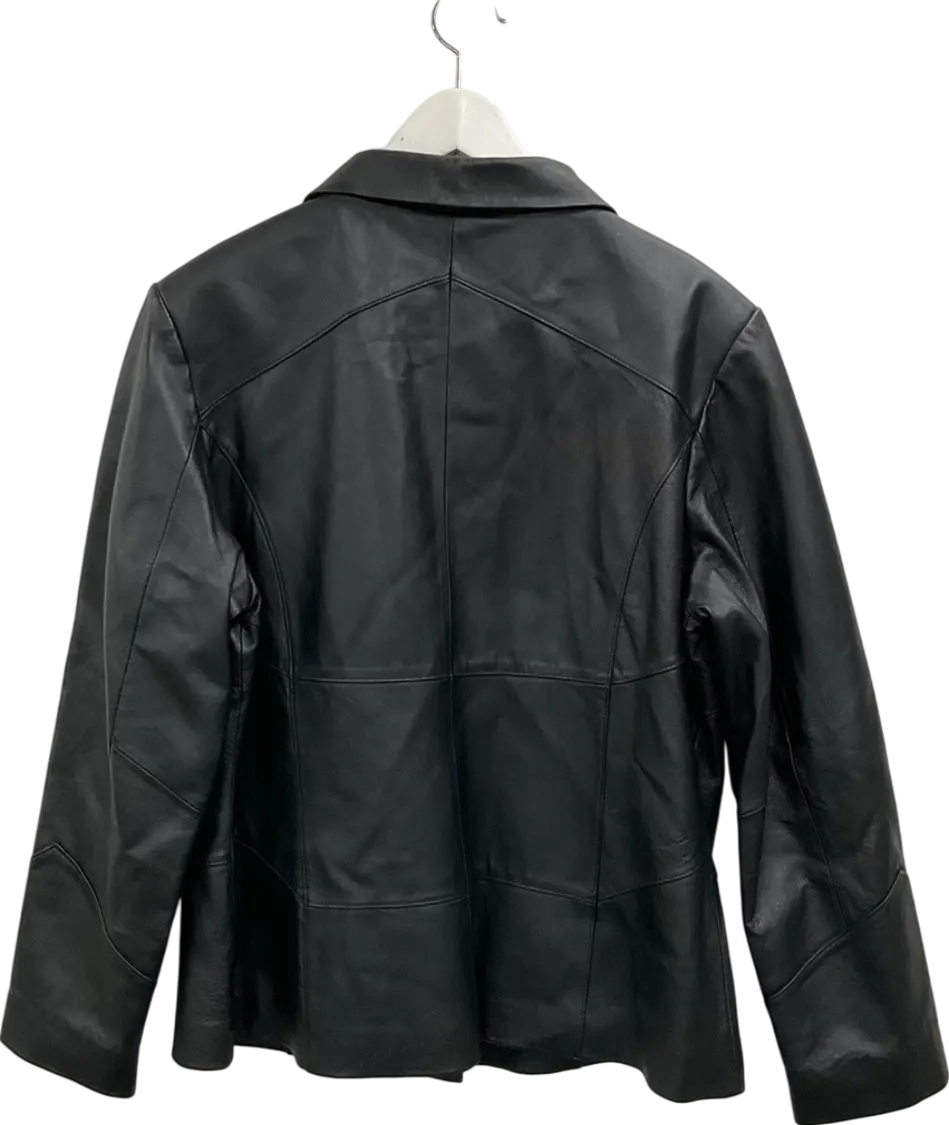 Milan Black Single Breasted Leather Jacket UK S