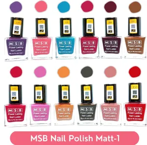 MSB Matt- 1 Nail Polish (Pack of 12, 8ML Each)