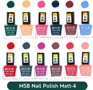 MSB Matt- 4 Nail Polish (Pack of 12, 8ML Each)