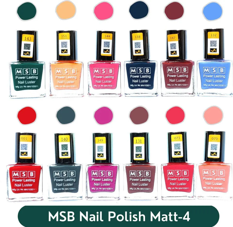 MSB Matt- 4 Nail Polish (Pack of 12, 8ML Each)