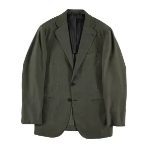 MTO Olive Wool Linen Single Breasted Waverly Suit