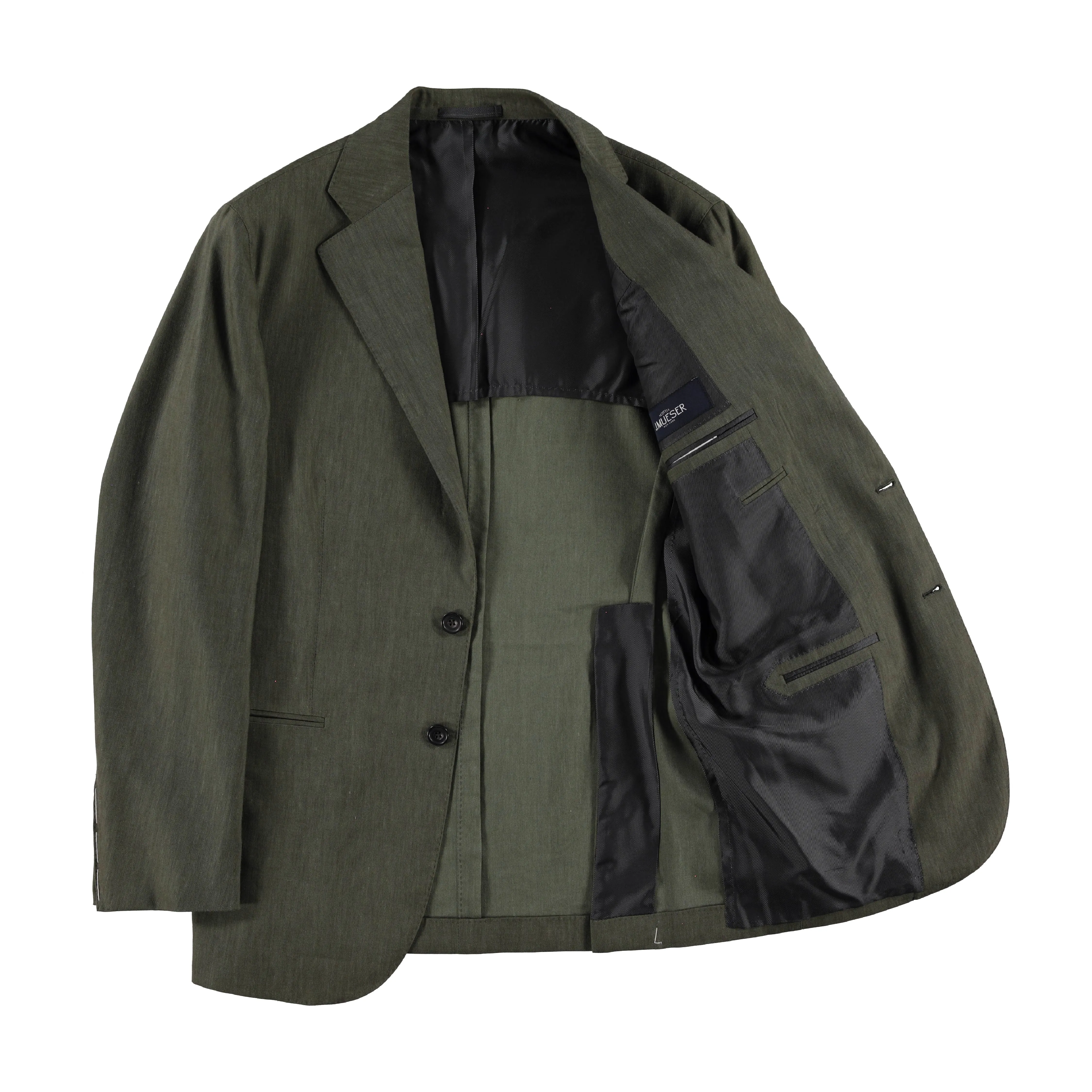 MTO Olive Wool Linen Single Breasted Waverly Suit