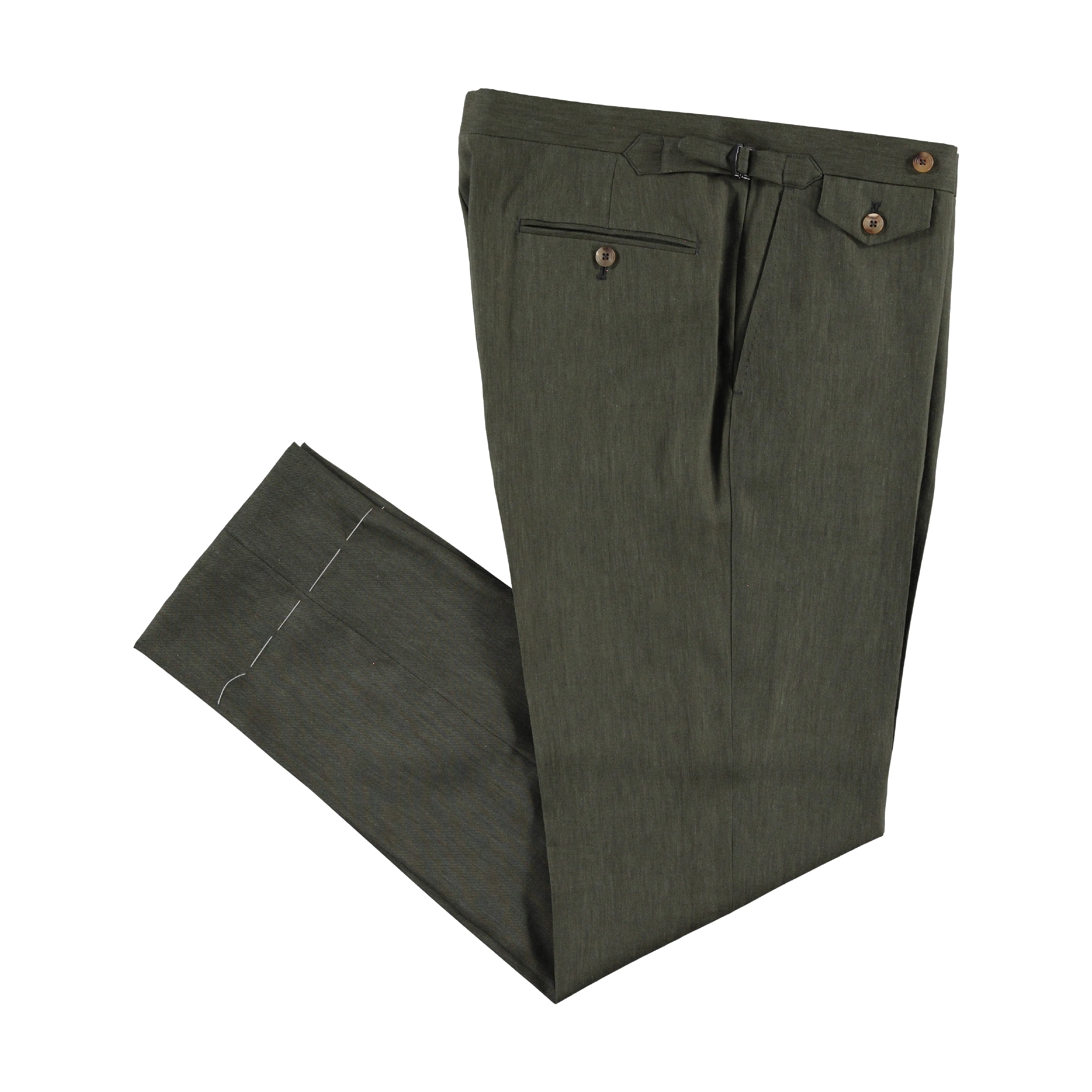 MTO Olive Wool Linen Single Breasted Waverly Suit