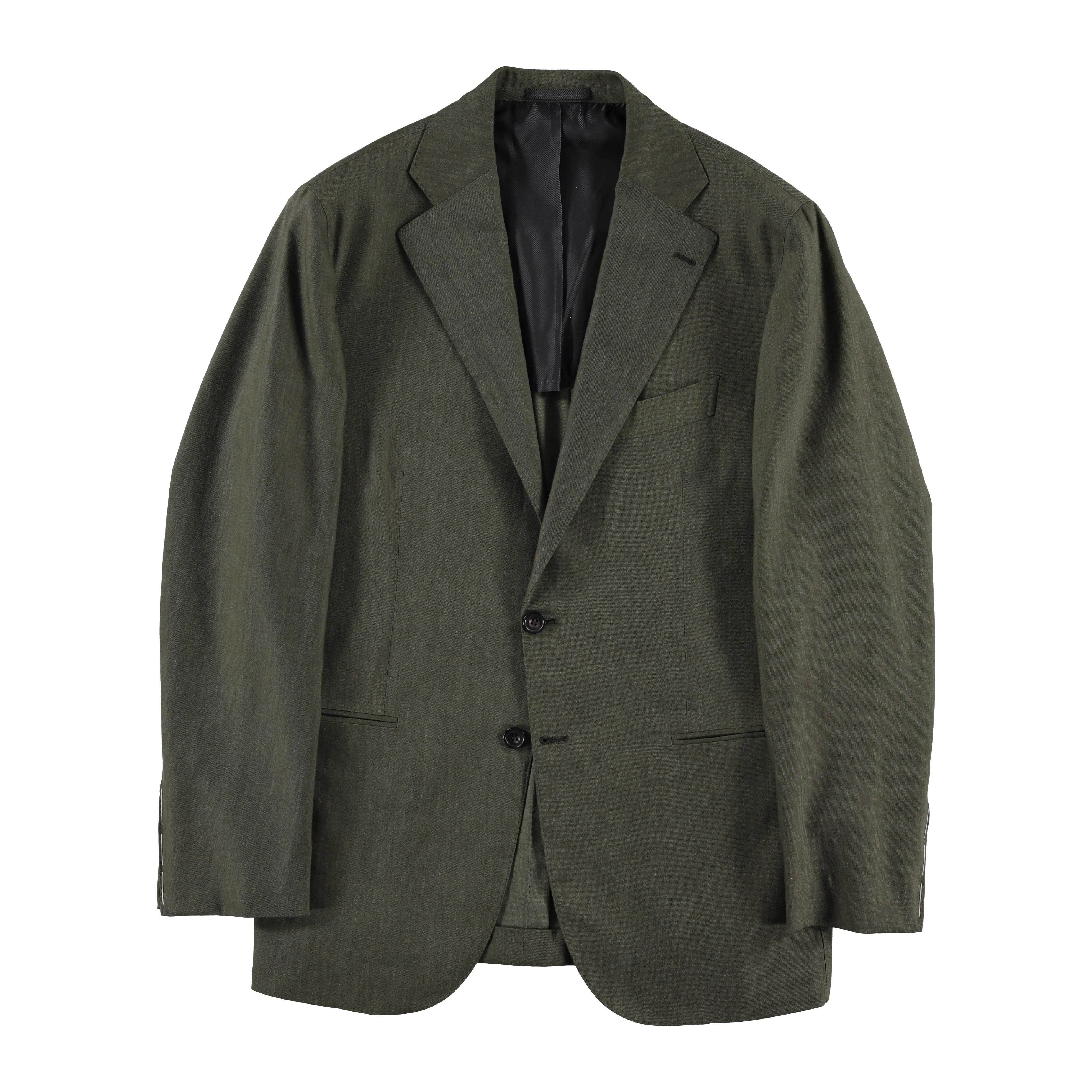 MTO Olive Wool Linen Single Breasted Waverly Suit