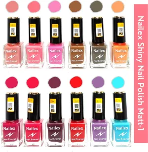 Nailex Matt- 1 Nail Polish (Pack of 12, 9.9ML Each)