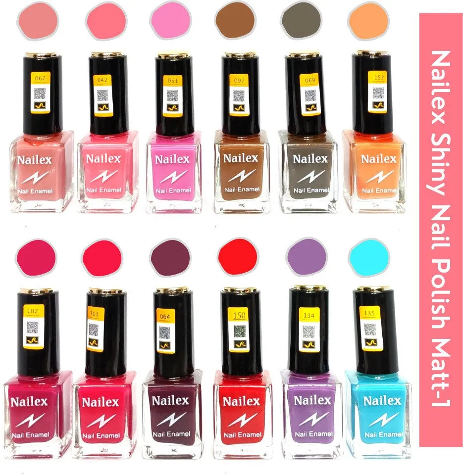 Nailex Matt- 1 Nail Polish (Pack of 12, 9.9ML Each)