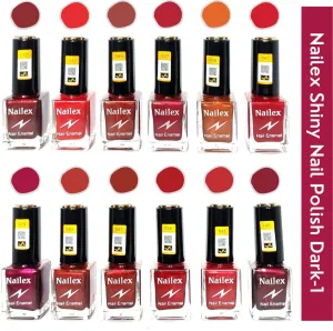 Nailex Shiny Dark- 1 Nail Polish (Pack of 12, 9.9ML Each)