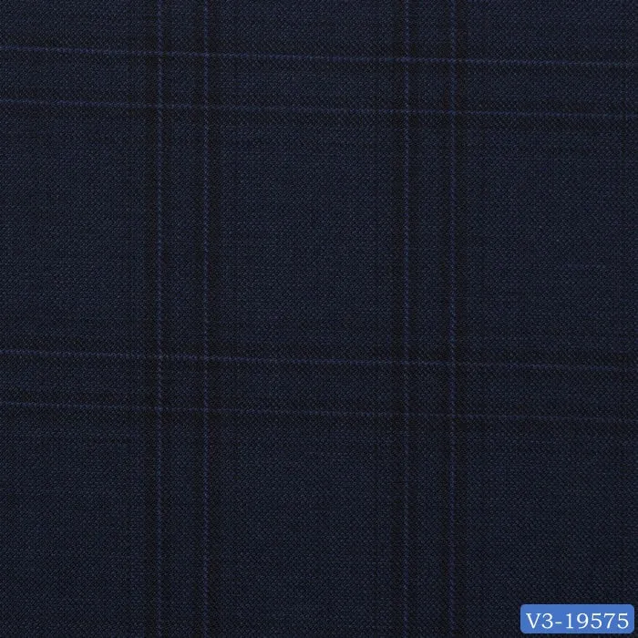 Navy Blue Dark Check Regular Suit