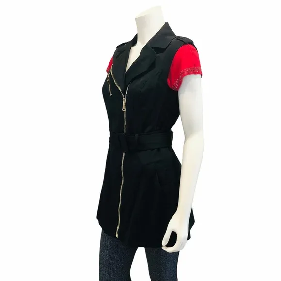 NEW Bebe Fit &amp; Flare Sleeveless Moto Trench