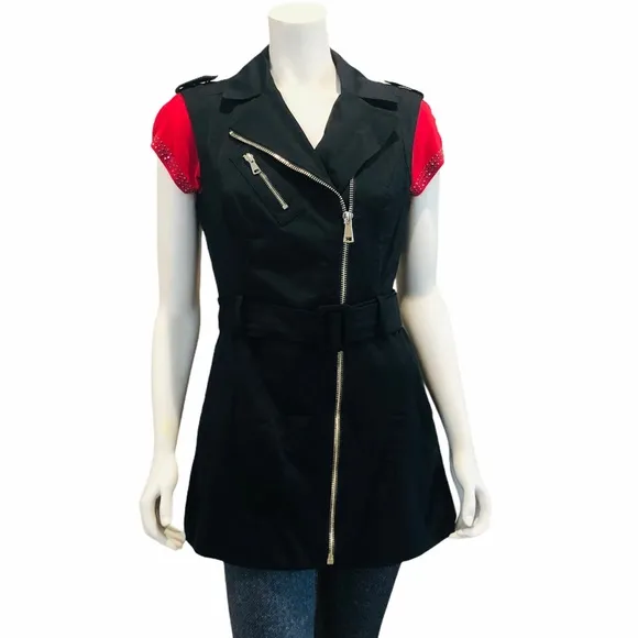 NEW Bebe Fit &amp; Flare Sleeveless Moto Trench