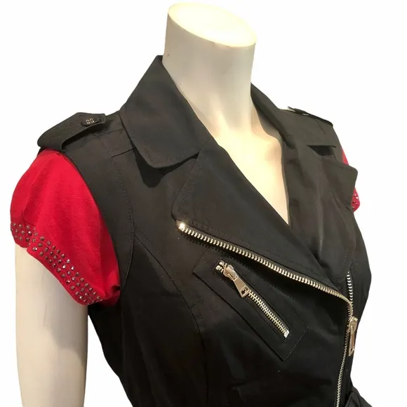 NEW Bebe Fit &amp; Flare Sleeveless Moto Trench