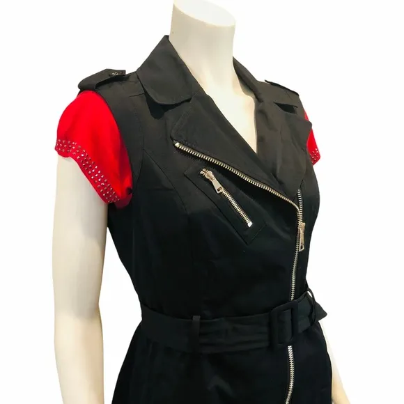 NEW Bebe Fit &amp; Flare Sleeveless Moto Trench