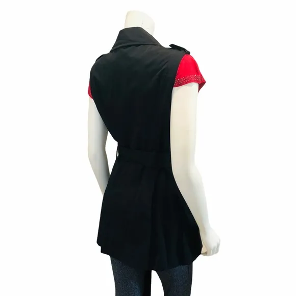 NEW Bebe Fit &amp; Flare Sleeveless Moto Trench