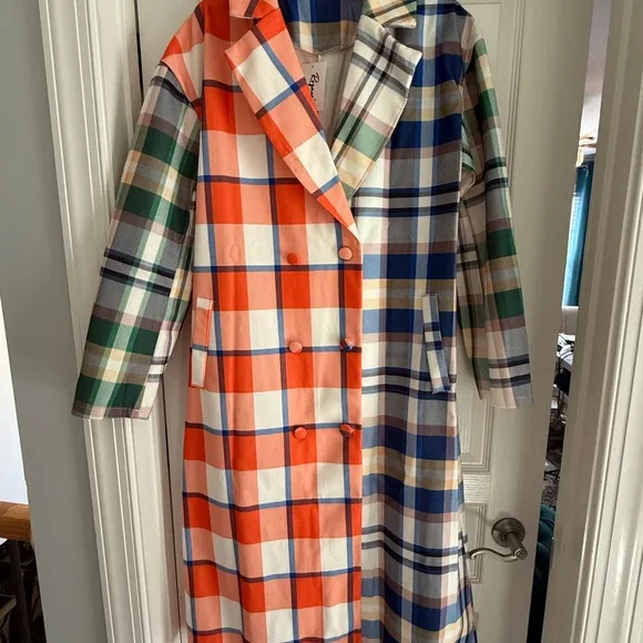New Colorful lightweight Plaid Trench Coat jacket