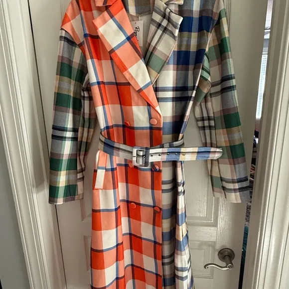 New Colorful lightweight Plaid Trench Coat jacket