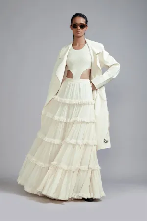 New Season Summer/Fall 2024-Coord Set Bodysuit-Lehenga-Jacket Cotton Offwhite-MT BS TR Jack Lehenga Coord Set-Offwhite 3pcs-Fashion Edit Mati