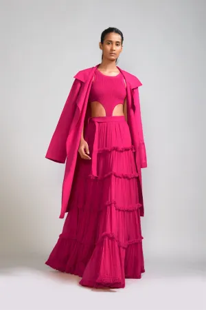 New Season Summer/Fall 2024-Coord Set Bodysuit-Lehenga-Jacket Cotton Pink-MT BS TR Jack Lehenga Coord Set-Pink 3pcs-Fashion Edit Mati