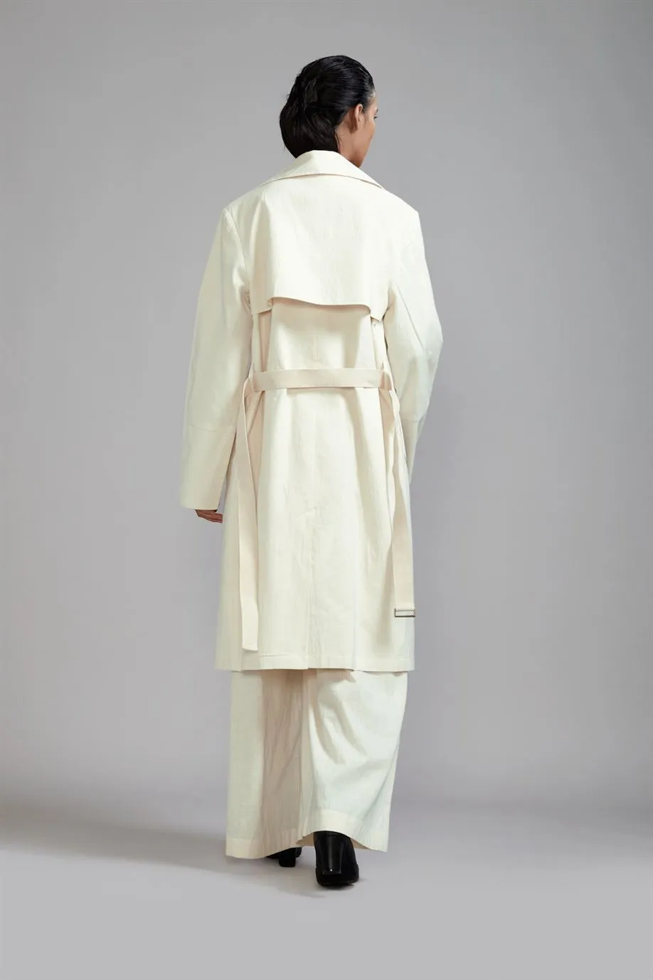 New Season Summer/Fall 24-Coord Set Trench Jacket Cotton Offwhite-MT KA TR Jacket Coord Set-Offwhite 3pcs-Fashion Edit Mati