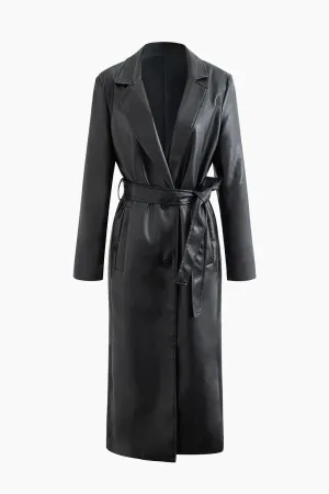 New with tags! Micas Women's Ultra Soft great quality Faux Leather Notched Lapel Belted Trench Coat, Black, Sz L Retails $85US 