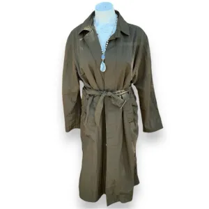 Nordstrom Womens Trench Rain Coat vintage XL olive green 90s Y2K textured belted