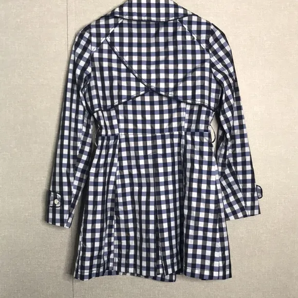 NWOT Laundry by Shelli Segal Blue/Black Checkered Double Breasted Belted Coat