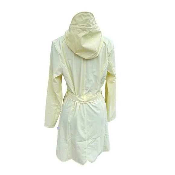 NWT RAINS Women's Curve Raincoat Yellow Zipper Snap Trench Belted Waterproof