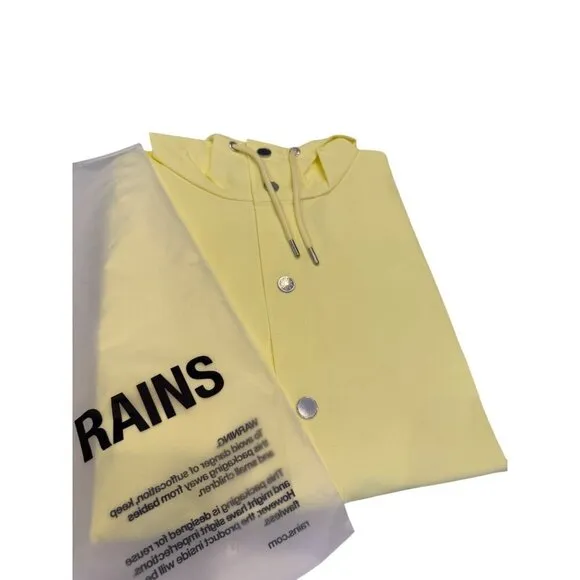NWT RAINS Women's Curve Raincoat Yellow Zipper Snap Trench Belted Waterproof