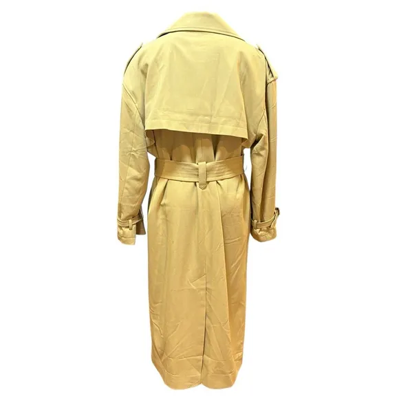 NWT Topshop Trench Coat Double Breasted Belted Sand Mustard Sz. 10