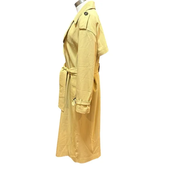 NWT Topshop Trench Coat Double Breasted Belted Sand Mustard Sz. 10