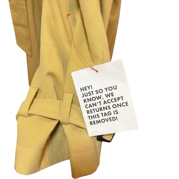 NWT Topshop Trench Coat Double Breasted Belted Sand Mustard Sz. 10