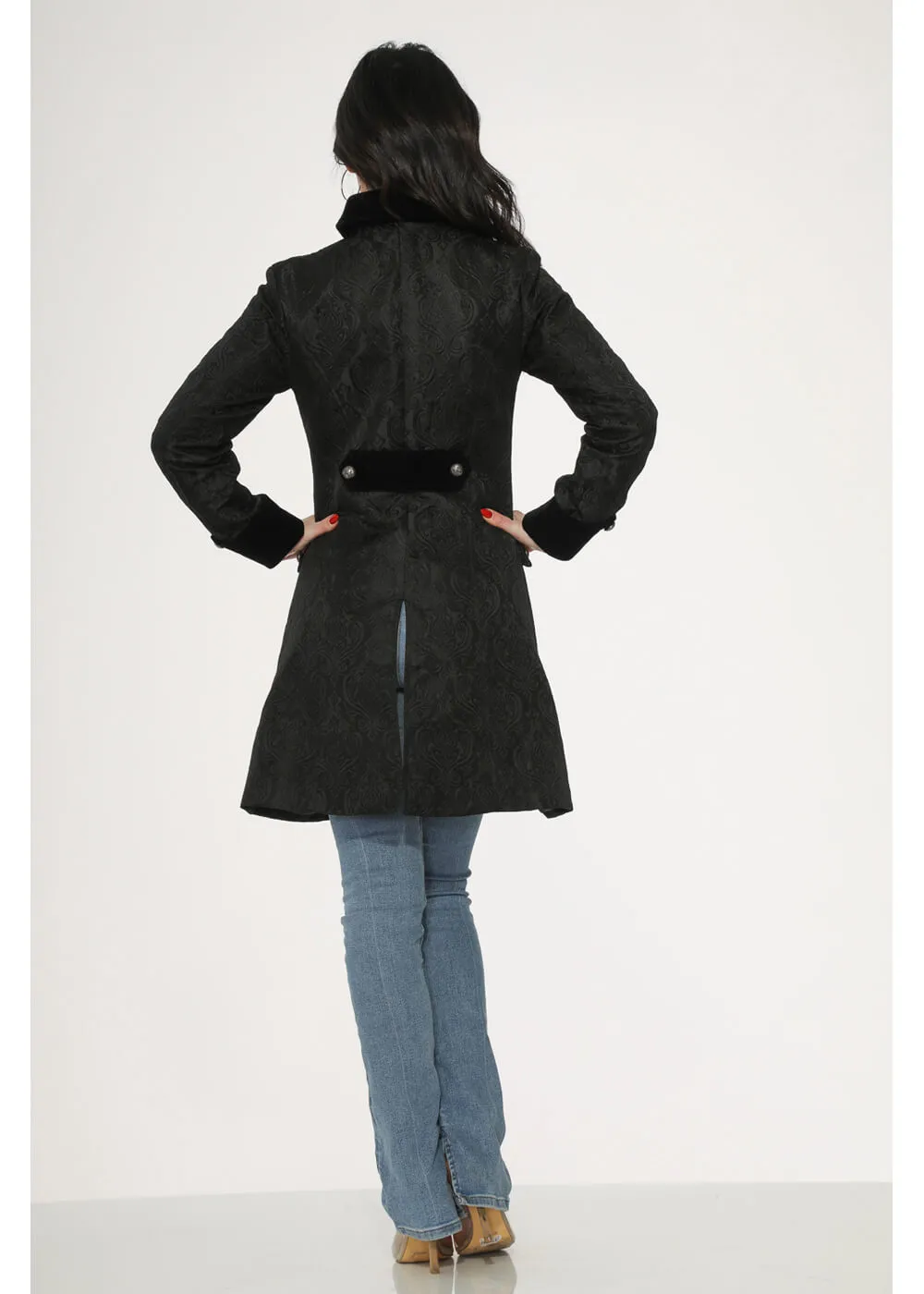 Orchid Bloom Artemis Jacquard Coat Black