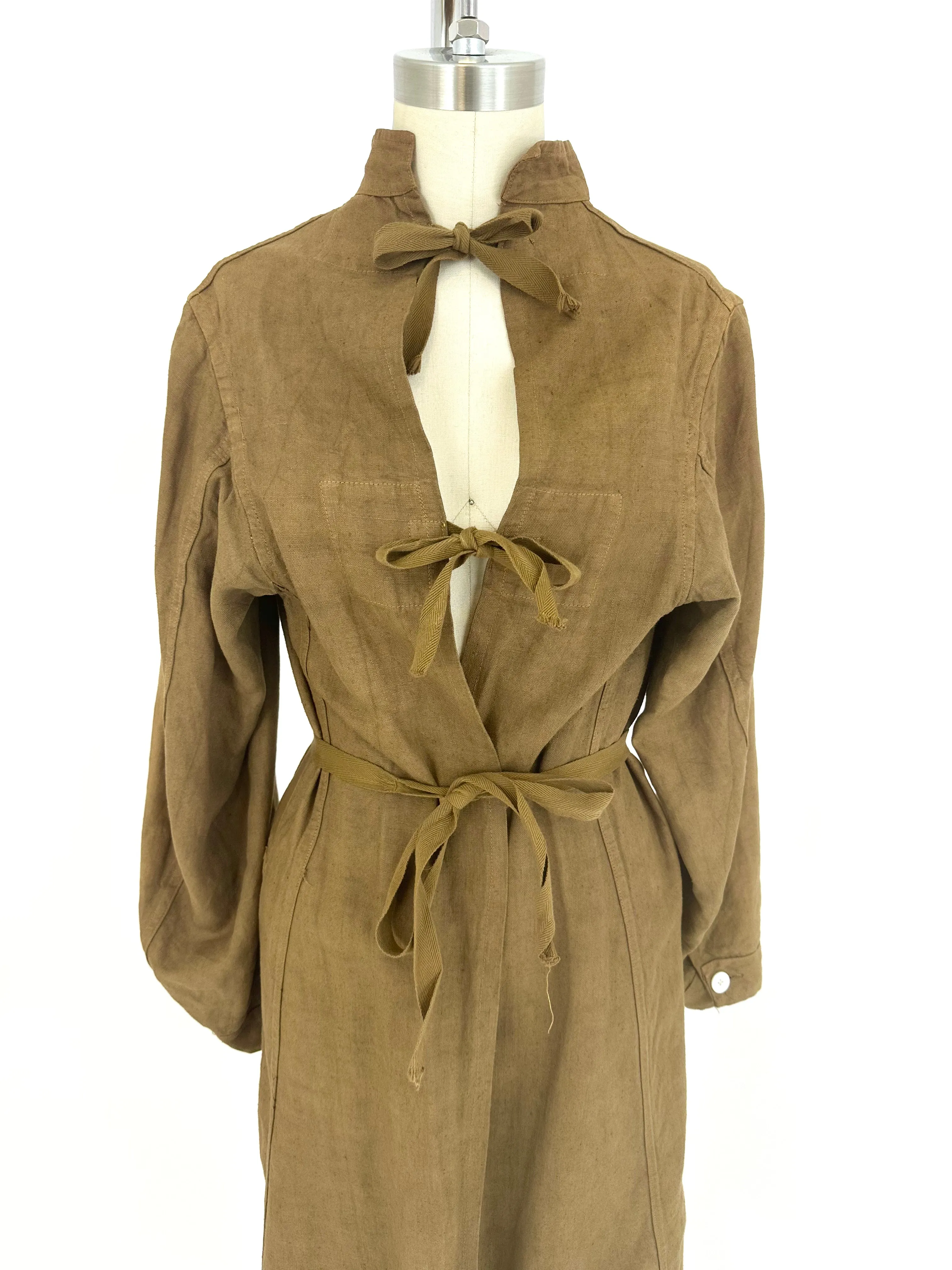 Overdyed Linen Long Coat