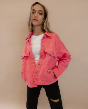 Oversized Pink Denim Jacket - Code 558
