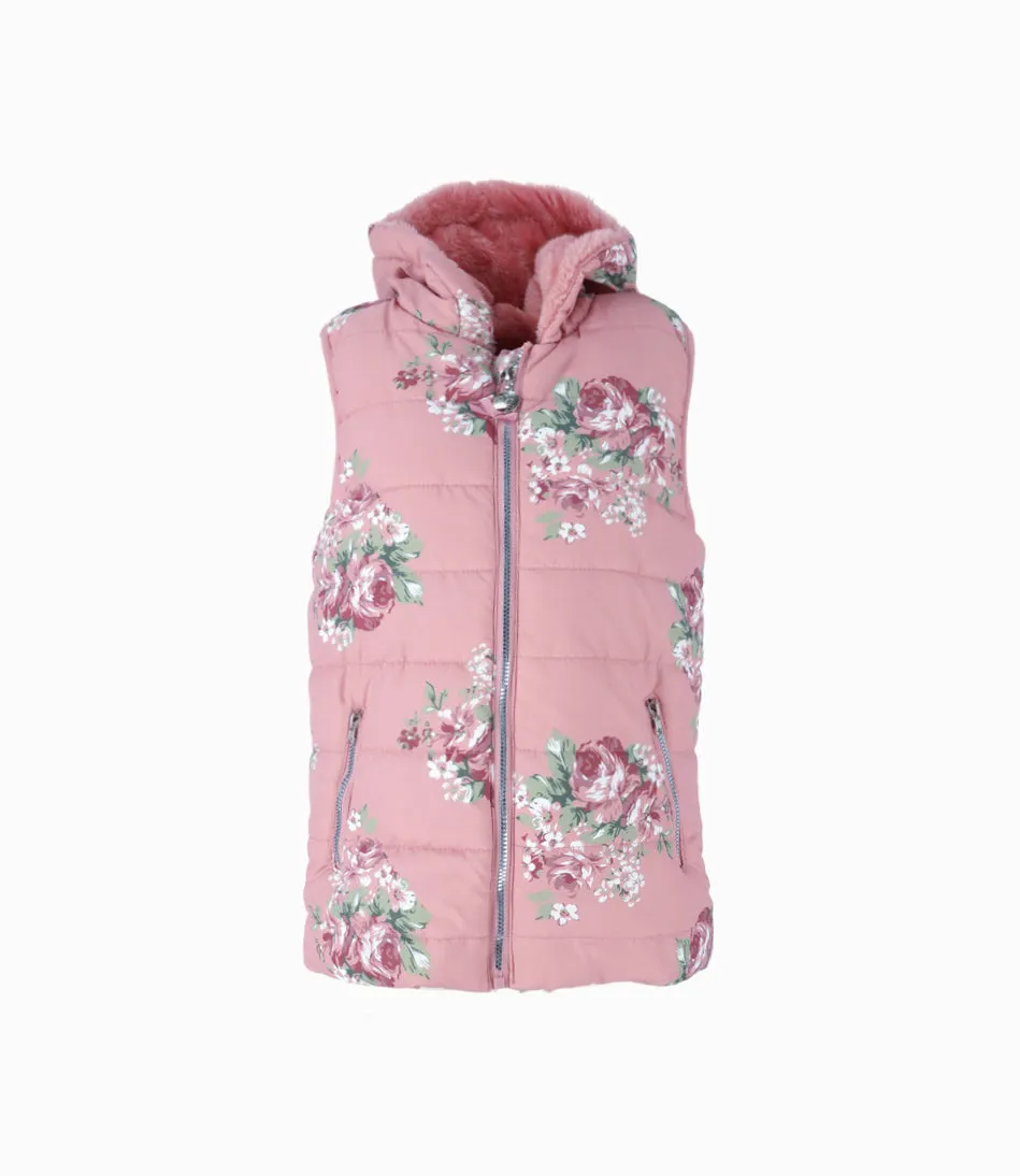 Parka Niña Floreada Sin Mangas