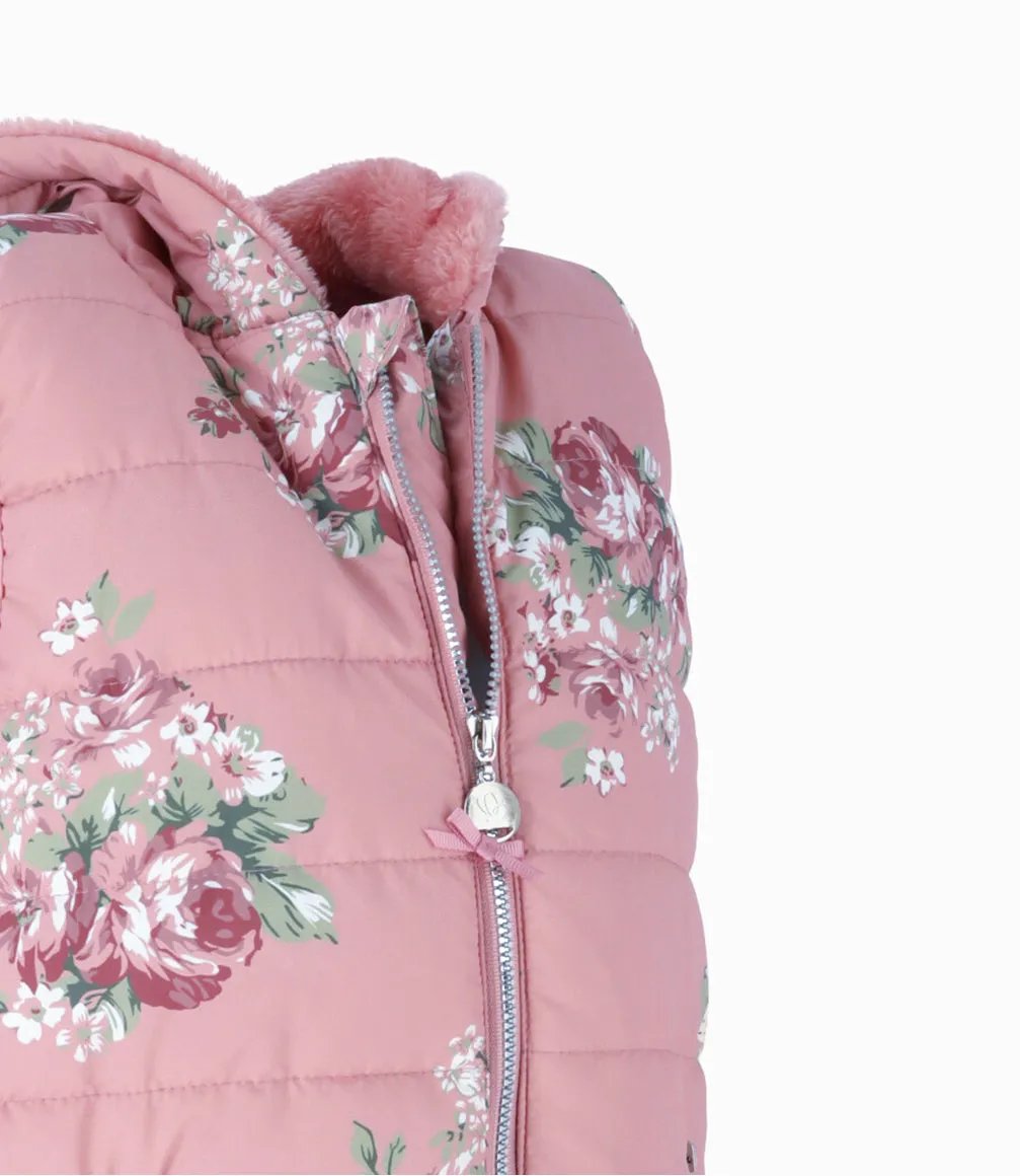 Parka Niña Floreada Sin Mangas