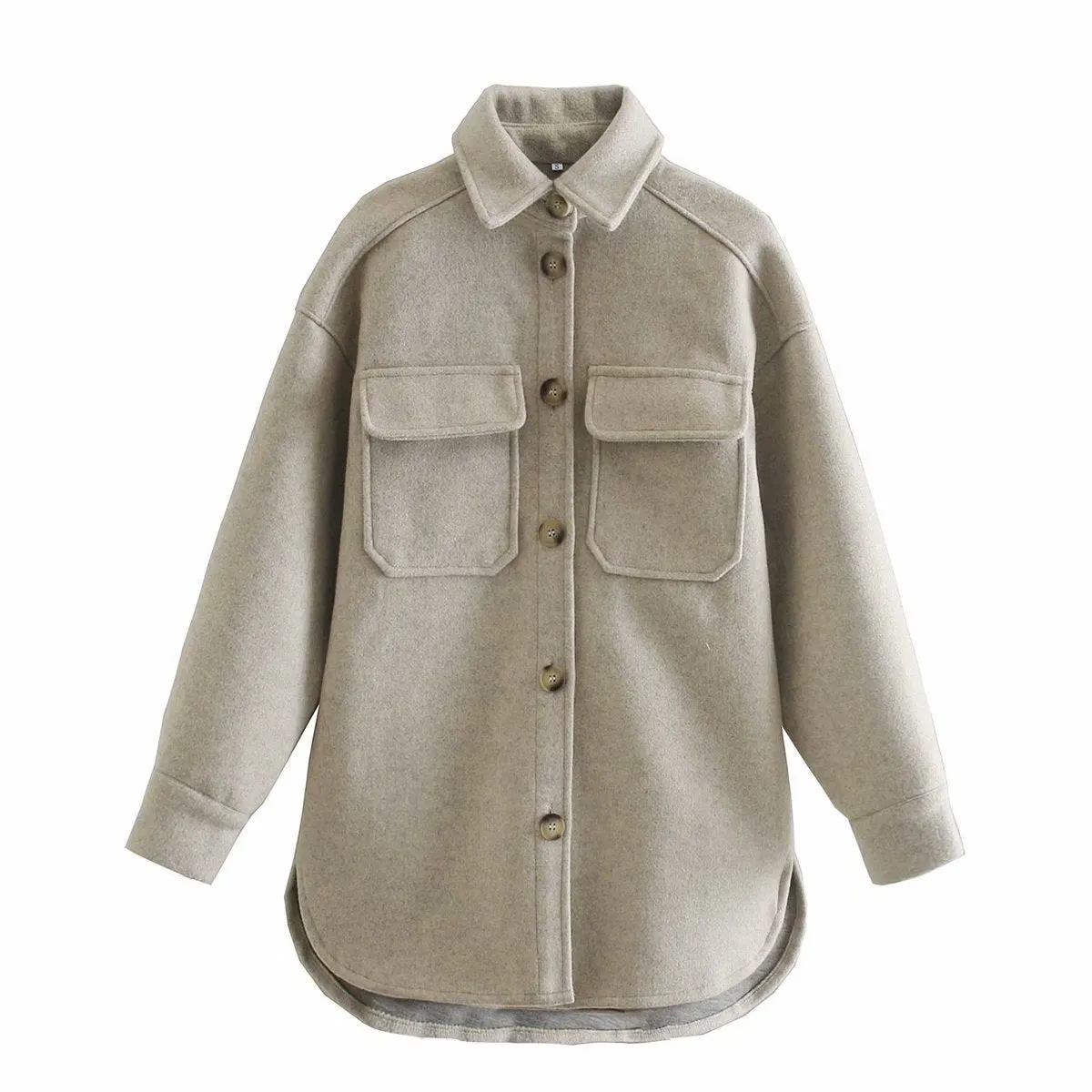 Pile Collar Pocket Single-breasted Woolen Outerwear Coat