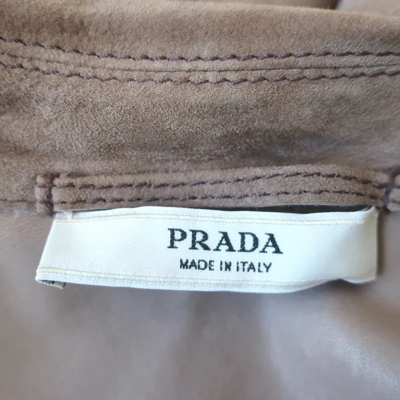 Prada Suede Trench Coat Light Brown Size 42 Belted Jacket